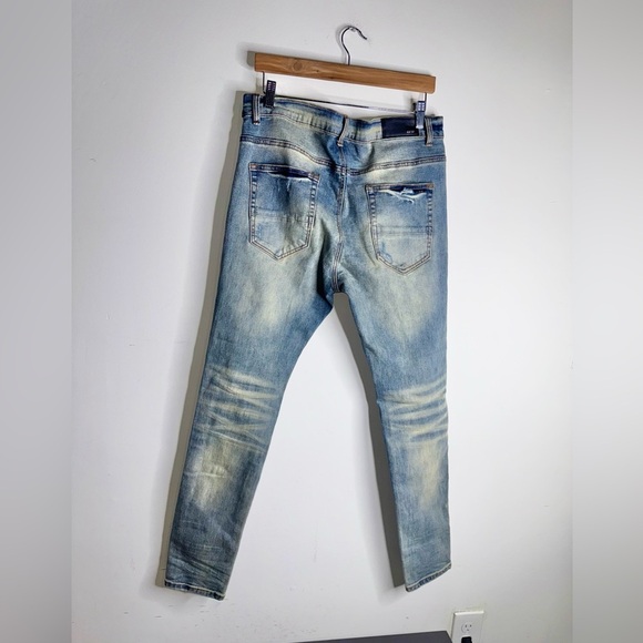 Amiri Mx1 Leather Patch Authentic Size 33 Denim Jeans - Picture 2 of 9